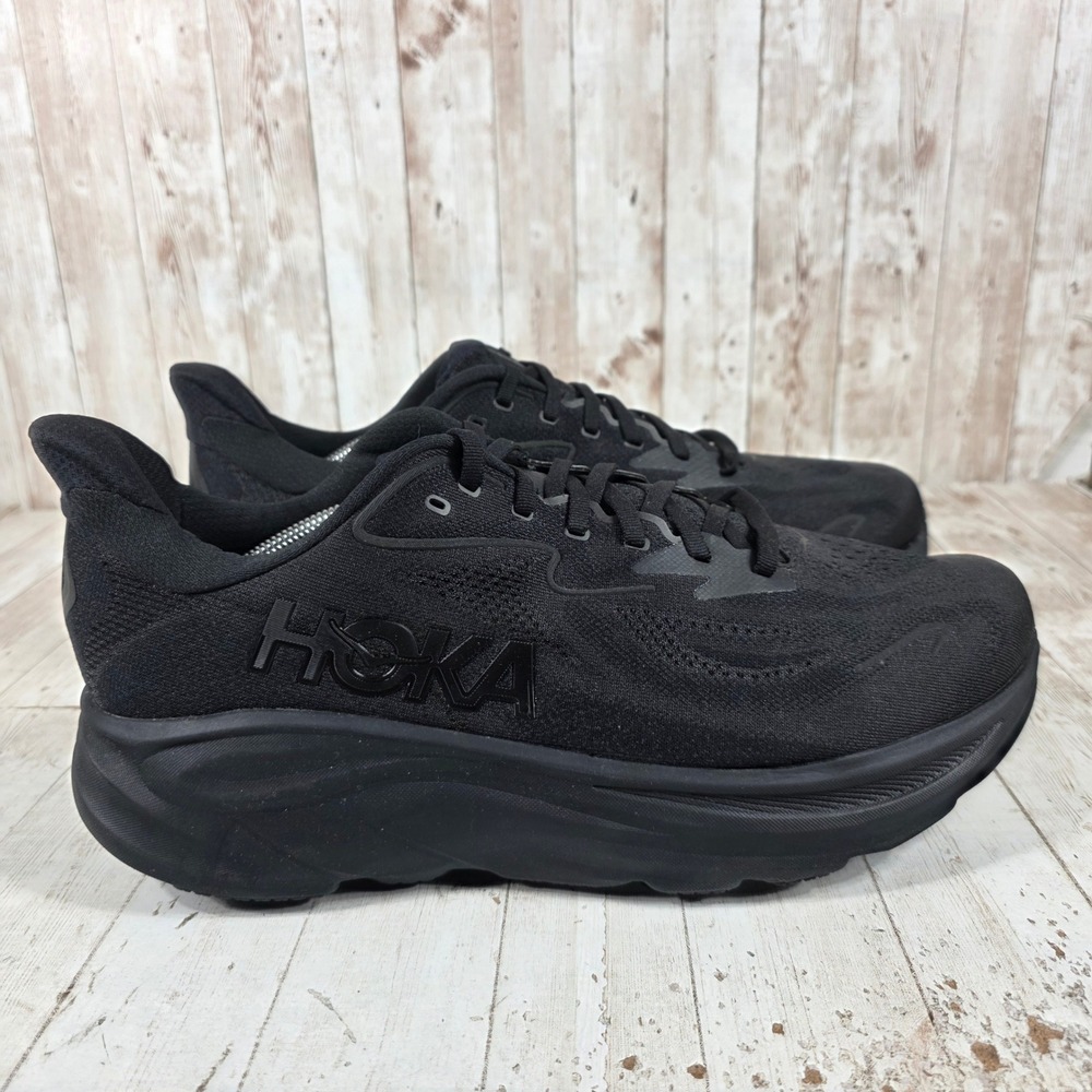 Hoka Clifton 10 Mens 12.5 4E Extra Wide Black Running Shoes 1162051 BBLC